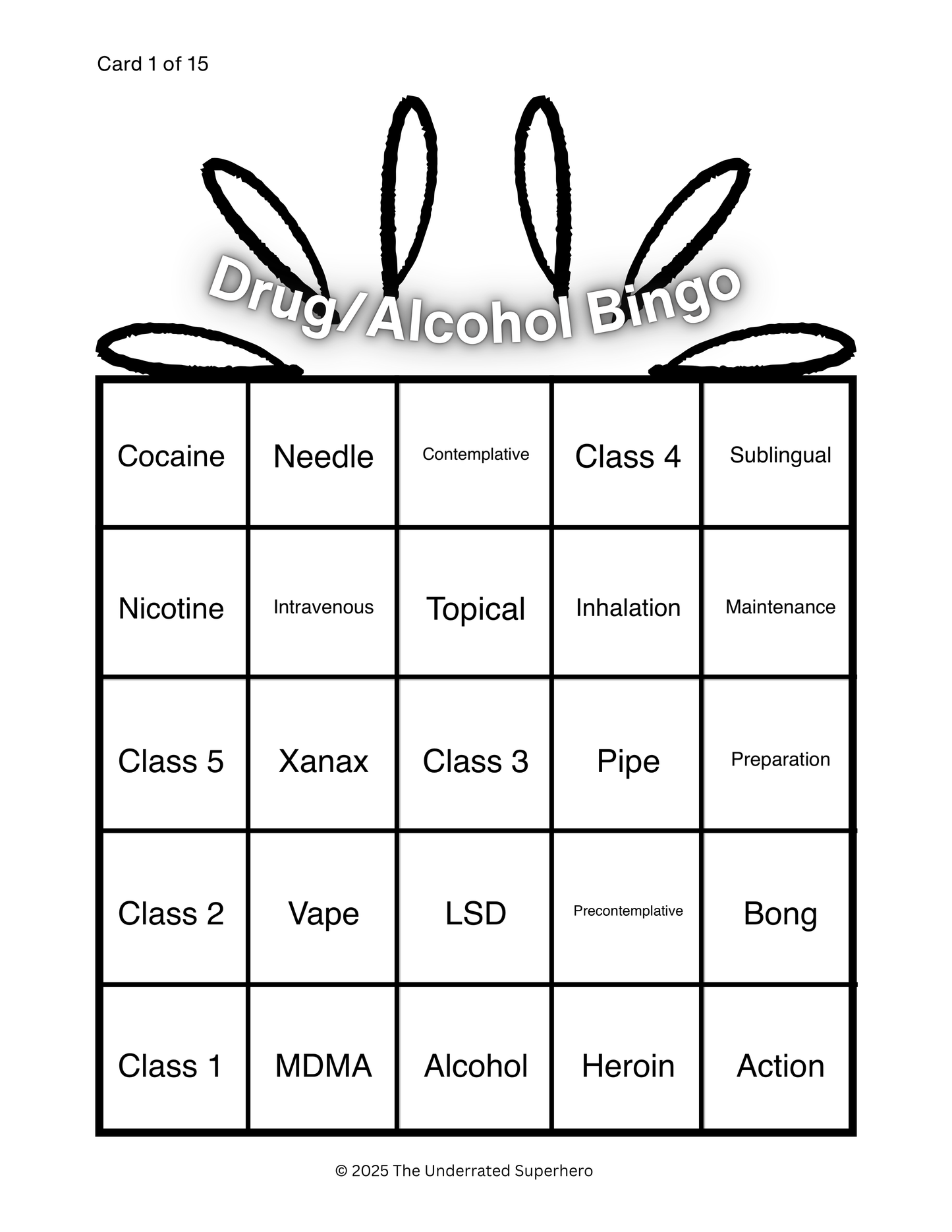 Clinical Bingo Training Games for Addiction Counselors