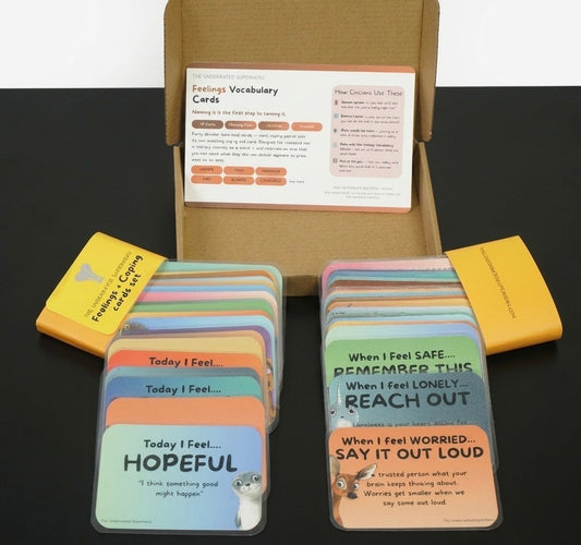 Feelings & Coping Skills Card Set — 40 Laminated Cards | Ages 5–12