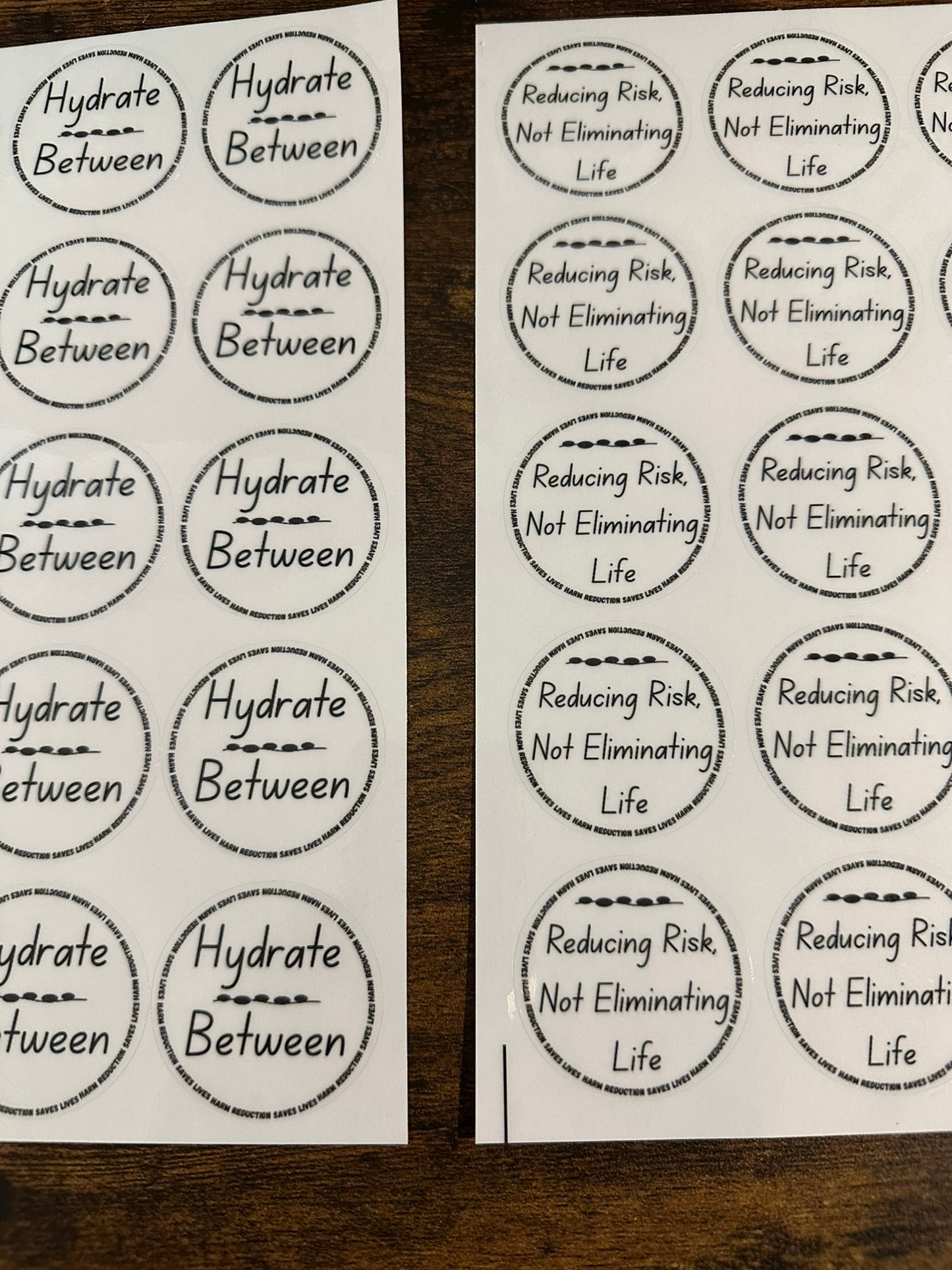 Harm Reduction Sticker Bundle - "Reducing Risk" + "Hydrate Between"
