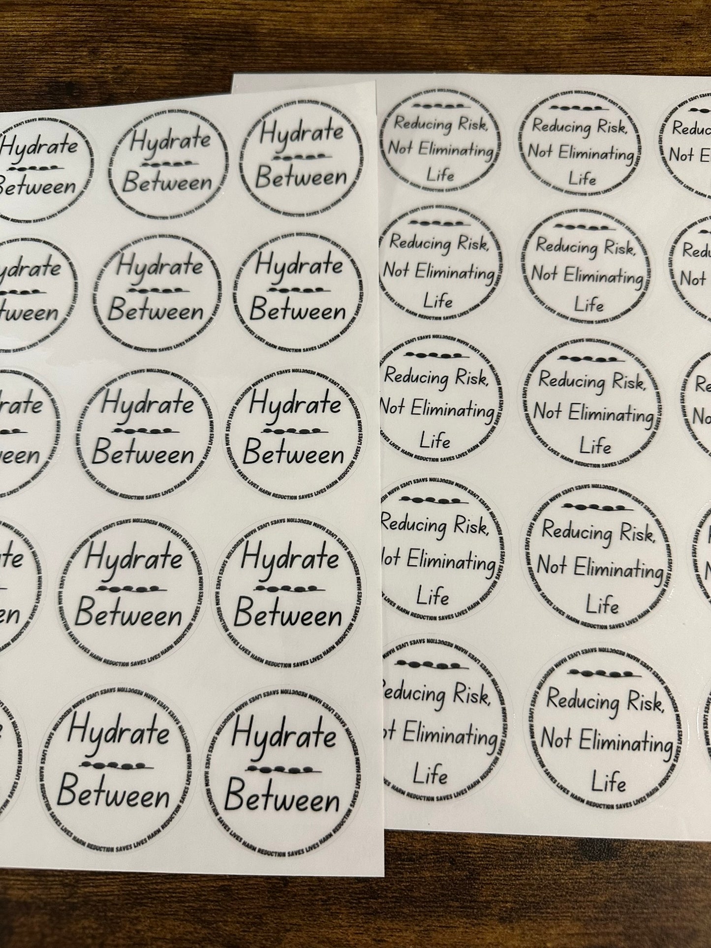 Harm Reduction Sticker Bundle - "Reducing Risk" + "Hydrate Between"