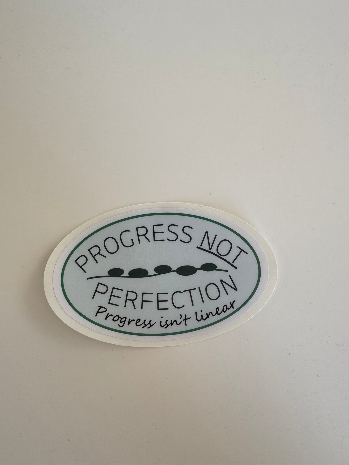Progress Not Perfection Sticker - Oval (Teal Green)