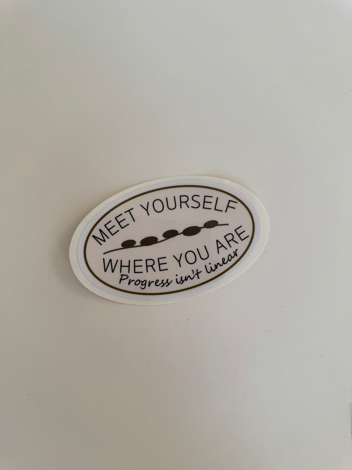 Meet Yourself Where You Are Sticker - Oval (Warm Gold)