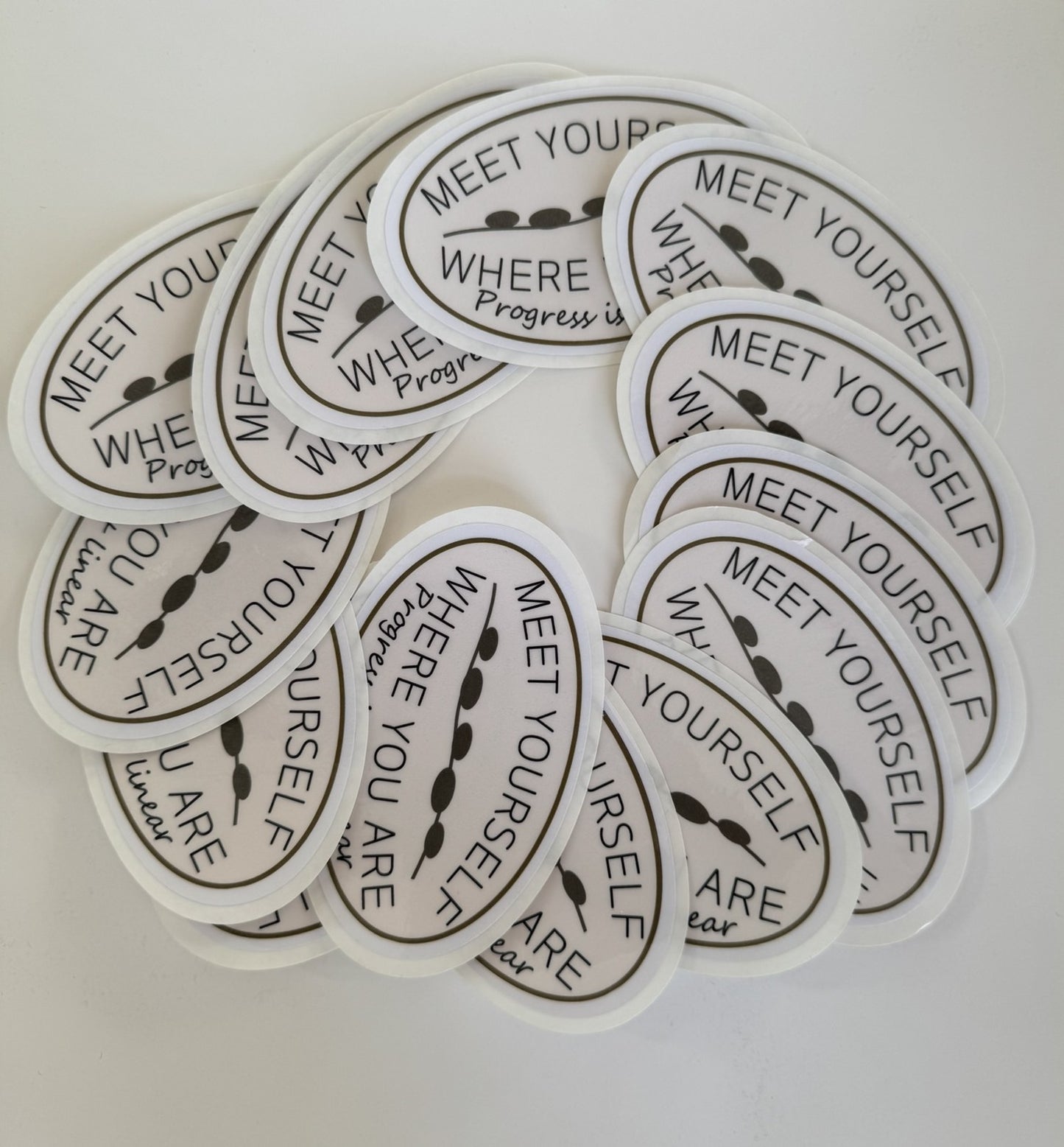 Meet Yourself Where You Are Sticker - Oval (Warm Gold)