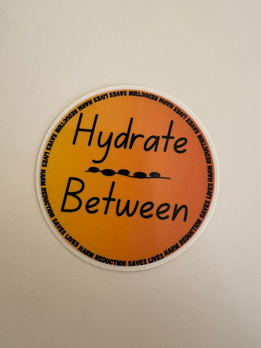 Hydrate Between Sticker - Circle (Orange Gradient)
