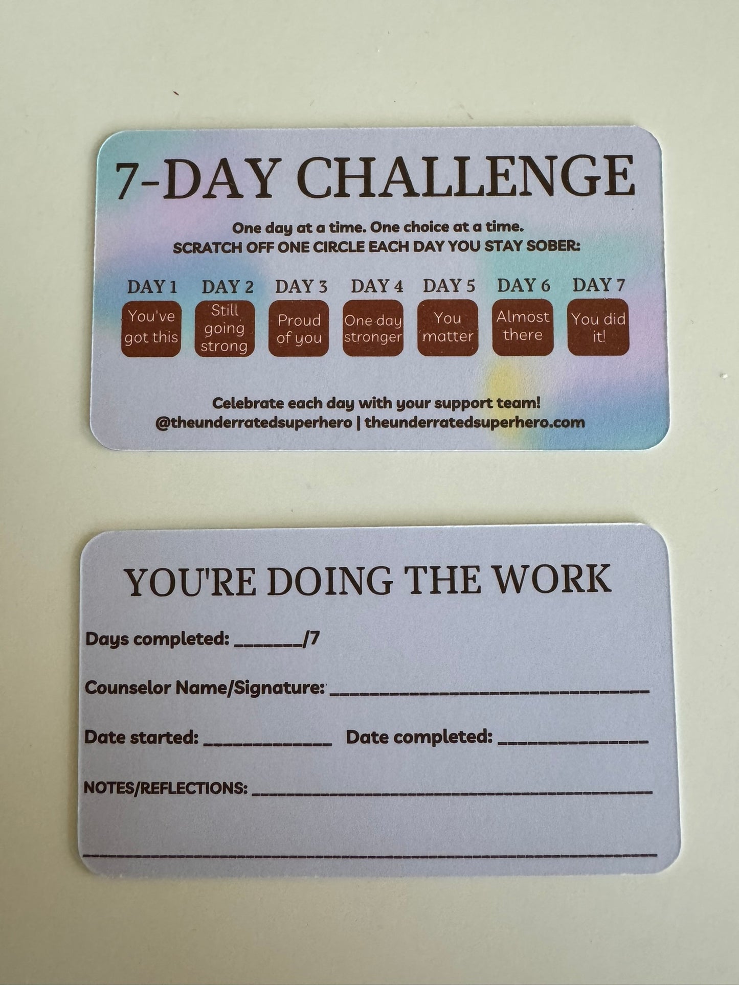 7-Day Challenge Cards - Counselor Pack (10 cards) | Clinical Tool for SUD Treatment