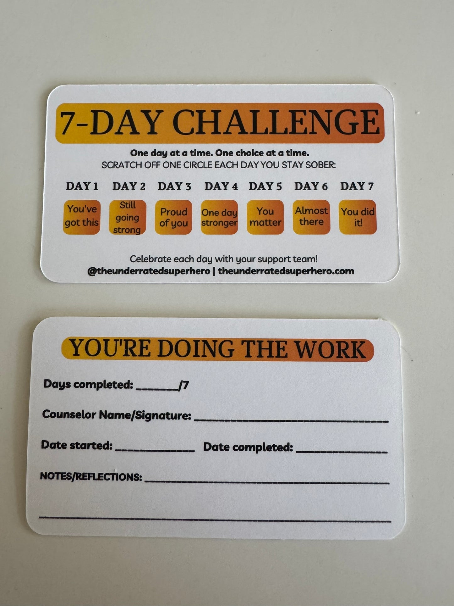 7-Day Challenge Cards - Counselor Pack (10 cards) | Clinical Tool for SUD Treatment