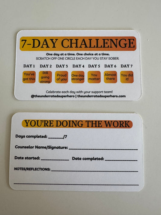 7-Day Challenge Cards - Counselor Pack (10 cards) | Clinical Tool for SUD Treatment