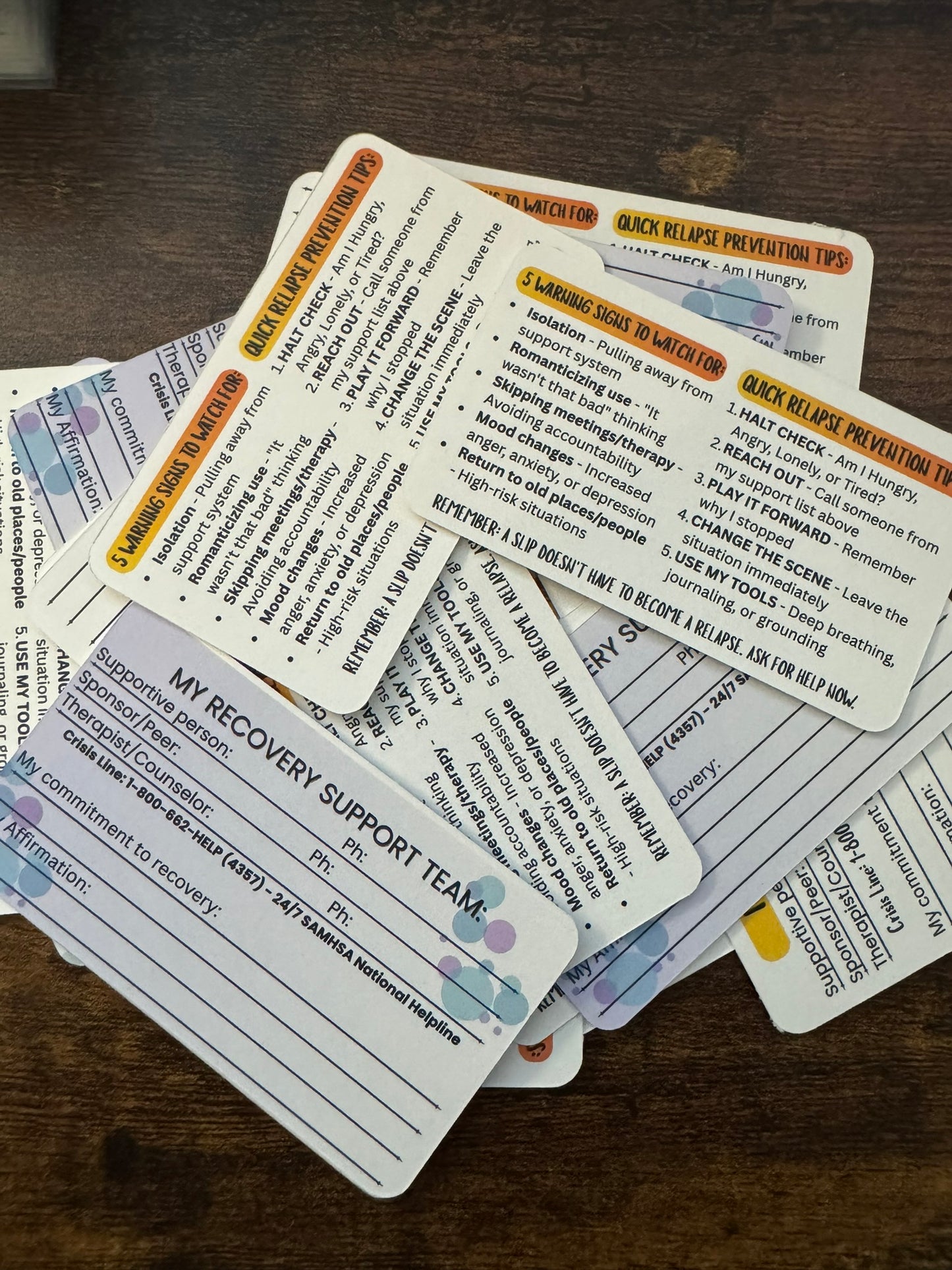 Relapse Prevention Wallet Card | Recovery Support Reference Card with Fill-In Sections