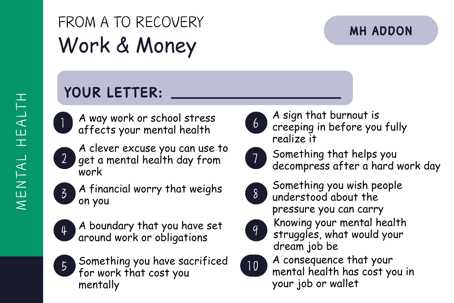 From A to Recovery — Mental Health 3-Card Add-on Pack