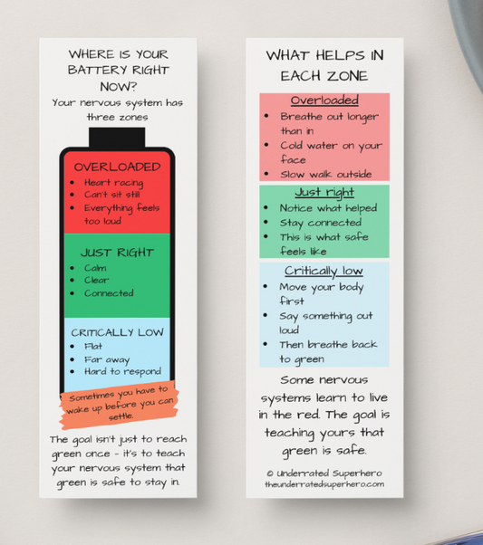 Window of Tolerance Battery Bookmark