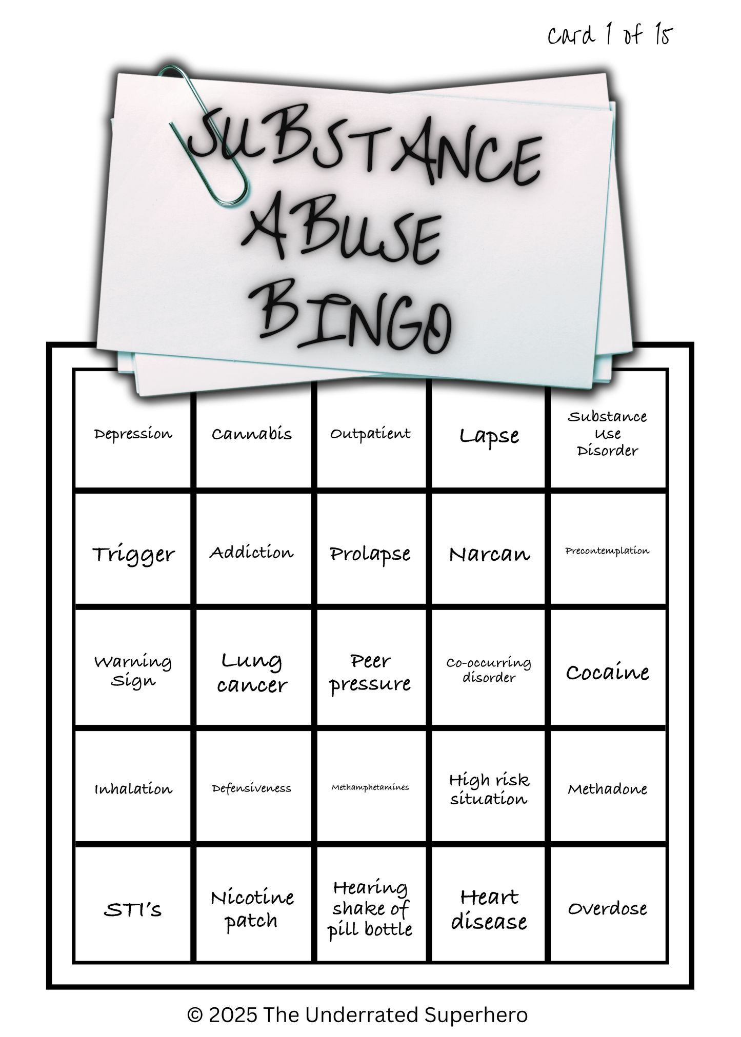 Clinical Bingo Training Games for Addiction Counselors